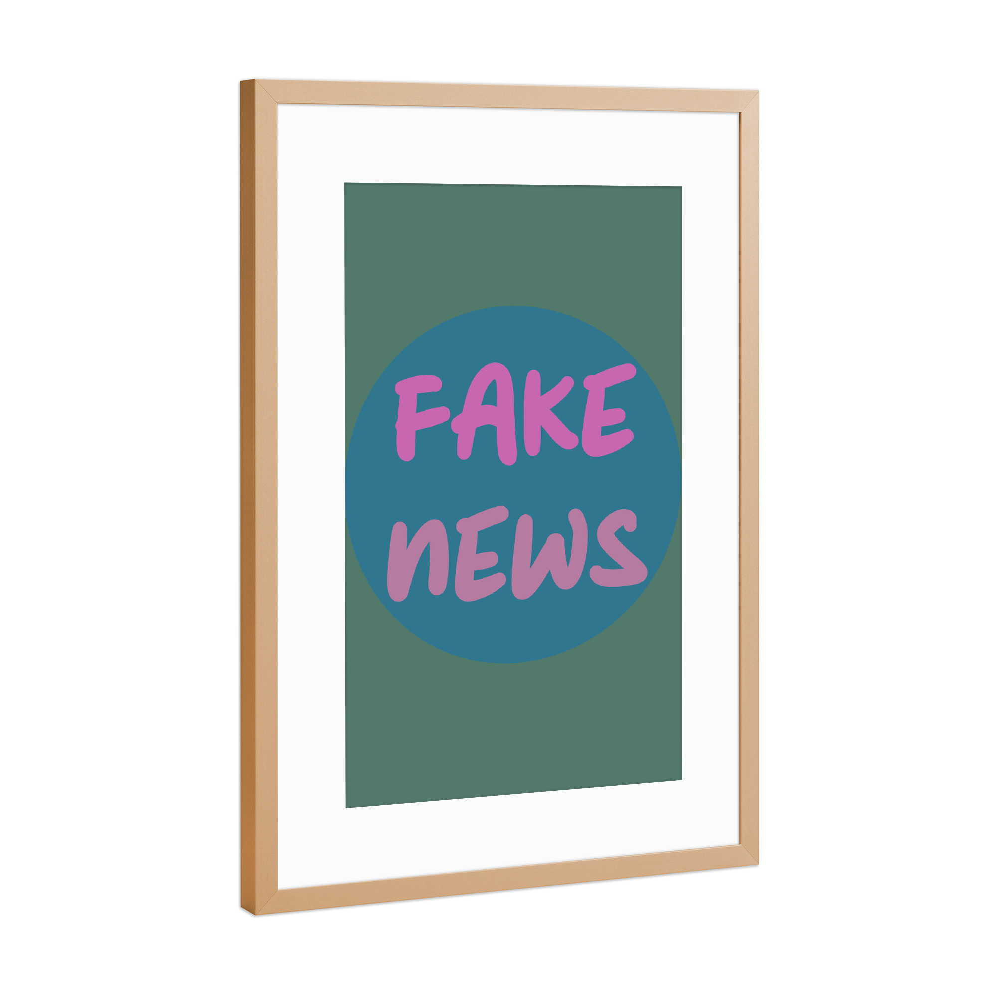 Poster mit Rahmen Kupfer "Alles Fake" artboxONE - Typografie,Abstrakt,Lustig