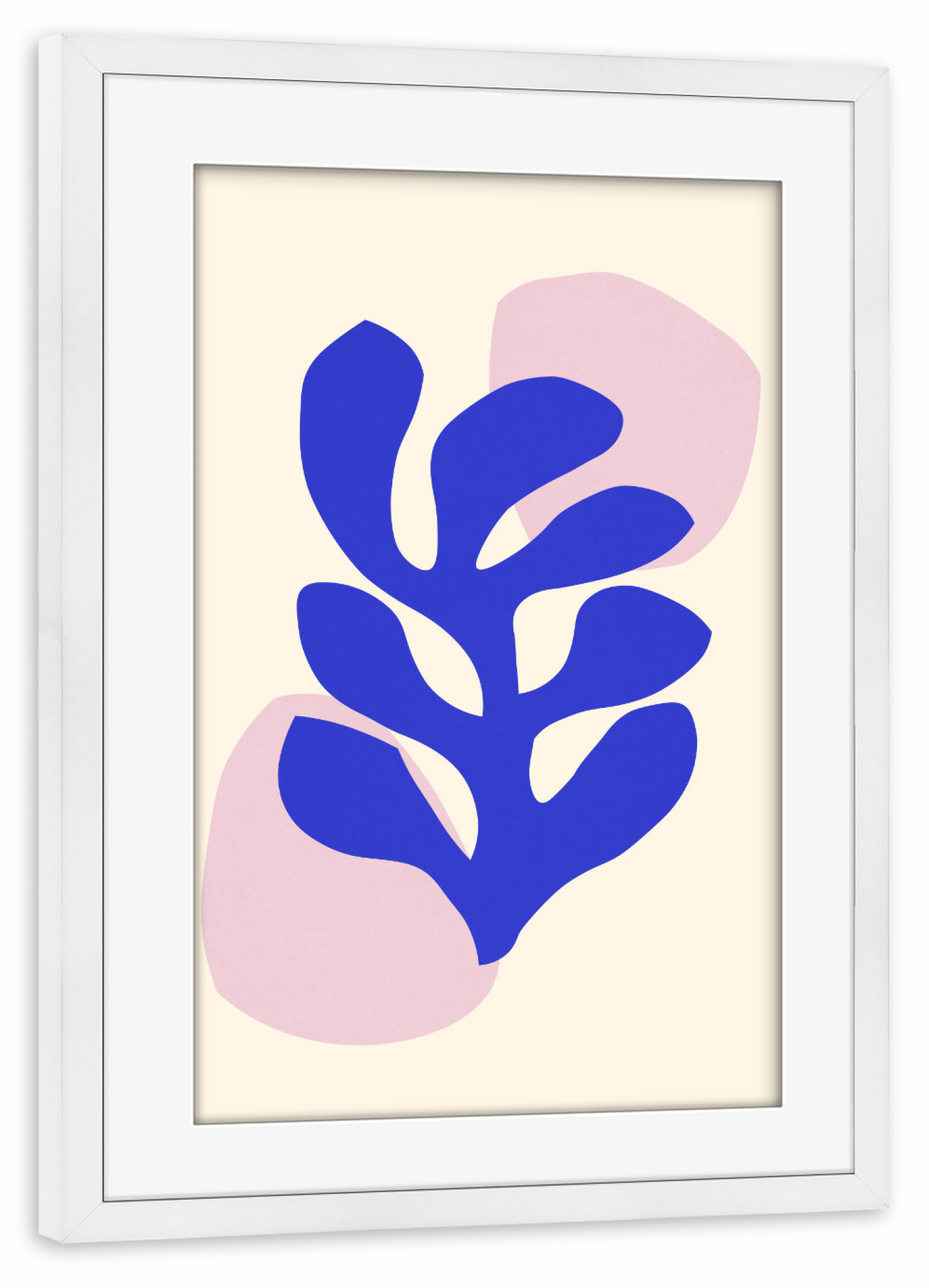Poster mit Rahmen weiß "Organic leaves B" artboxONE - Floral,Abstrakt - Natur,Blumen,Illustration,Geometrisch,Aquarell,Malerei,Tropisch,Blätter