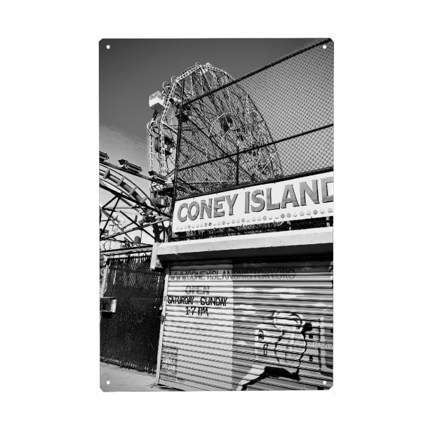Holzbild "New York - Coney Island" artboxONE - Städte,Städte / New York,Schwarzweiß,Architektur