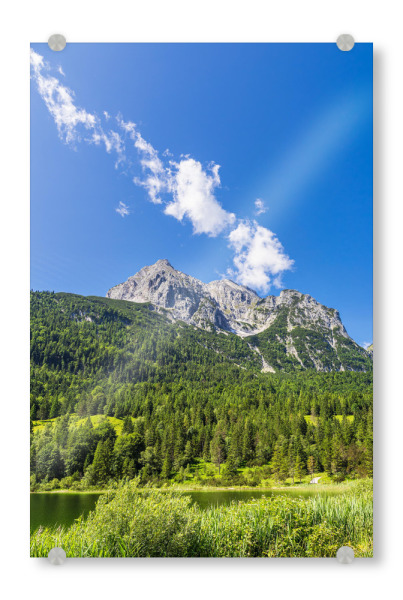 Acrylglasbild "See, Berge, Wolken, Bäume" artboxONE - Natur,Reise