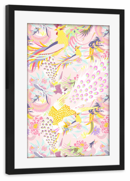 Poster mit Rahmen schwarz "HUMA F" artboxONE - Natur,Tiere,Abstrakt - Chinoiserie,Chinois,Japan,China,Chinesisch,Legendärer chinesischer drache