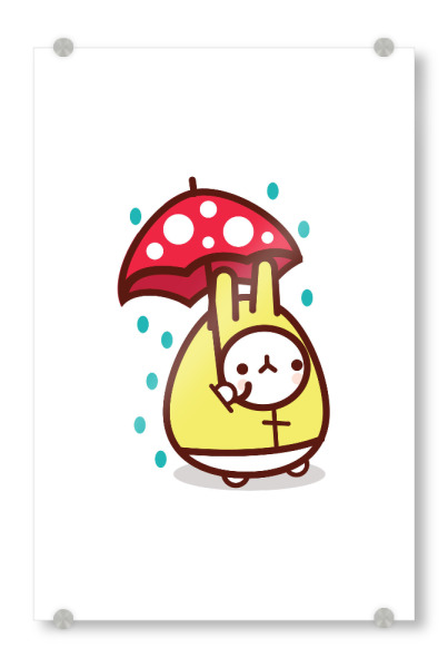 Acrylglasbild "Niedlicher Hase im Regen" artboxONE - Für Kinder,Tiere