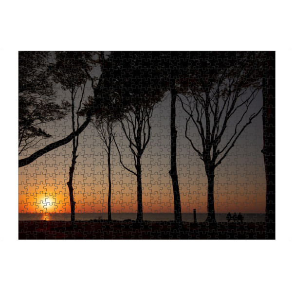Puzzle Ravensburger "Ostsee mit Sonnenuntergang" artboxONE - Natur,Reise - Ostsee,Sonnenuntergang,Sonne,Bäume,Gegenlicht,Urlaub - Bild ostsee
