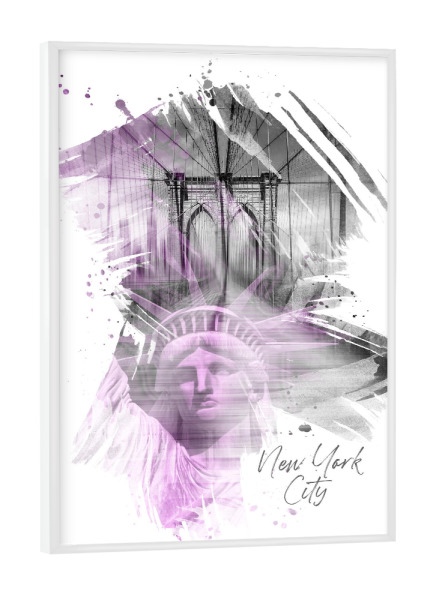Poster mit weißem Rahmen "NYC Art Brooklyn Bridge" artboxONE - Städte / New York