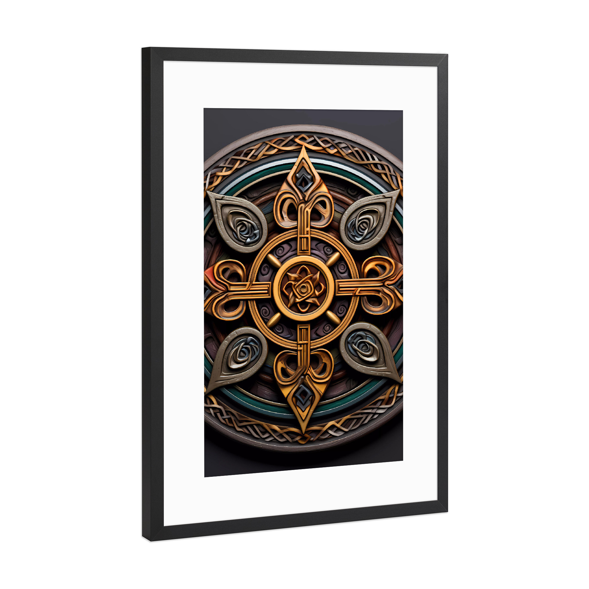 Poster mit Rahmen Schwarz (Metallic) "Mandala - Keltisch - Ingrid" artboxONE - Natur,Abstrakt