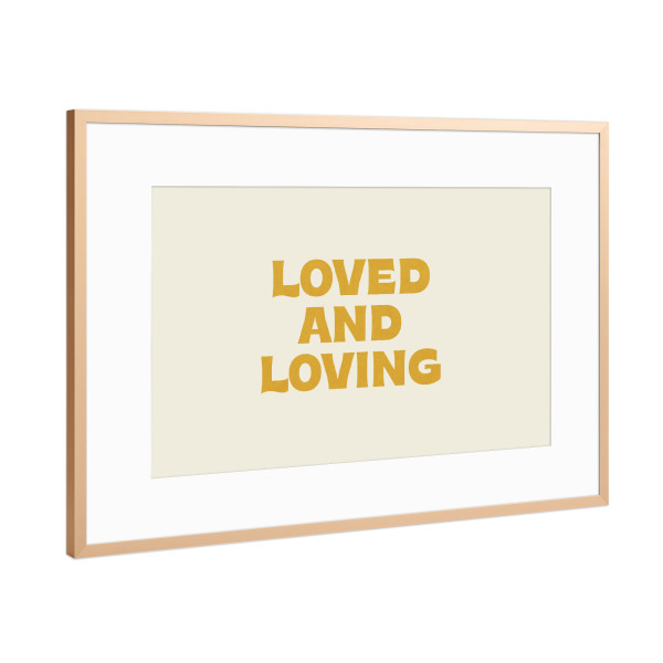 Poster mit Rahmen Kupfer "Geliebt und liebevoll" artboxONE - Typografie