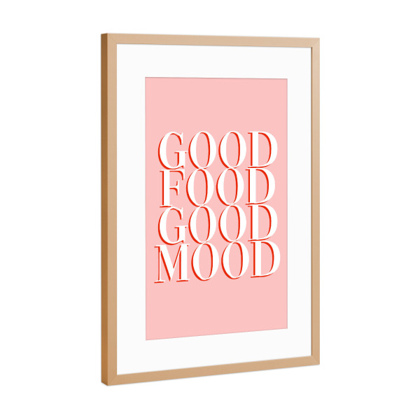 Poster mit Rahmen Kupfer "Good food pink" artboxONE - Typografie,Essen & Trinken,Lustig