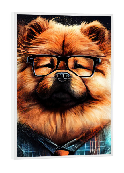 Poster mit weißem Rahmen "Hipster-Hund Mochi" artboxONE - Für Kinder,Tiere