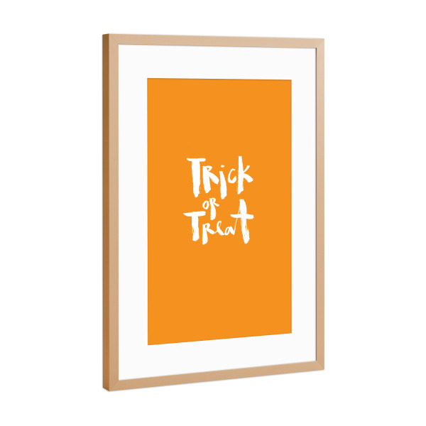 Poster mit Rahmen Kupfer "Trick or Treat - Halloween" artboxONE - Typografie - Halloween,Trick or treat,Schrift,Typografie,Lettering,Herbst,Saisonal