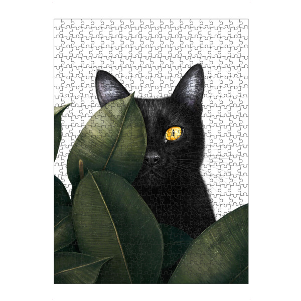 Puzzle Ravensburger "Schwarze Katze im Ficus" artboxONE - Natur,Floral,Tiere,Lustig