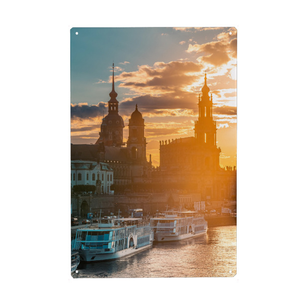 Holzbild "Terrassenufer im Sommer" artboxONE - Architektur,Städte / Dresden