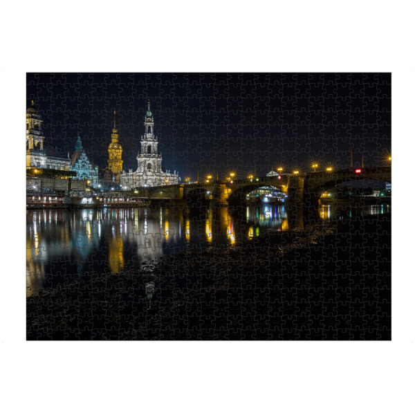 Puzzle Ravensburger "Nachtaufnahme von Dresden" artboxONE - Städte,Architektur - Dresden,Nachtaufnahme,Sachsen,Elbe - Bild dresden