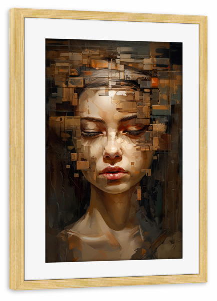 Poster mit Rahmen kiefer "Sureal Girl face" artboxONE - Abstrakt,Menschen,Architektur