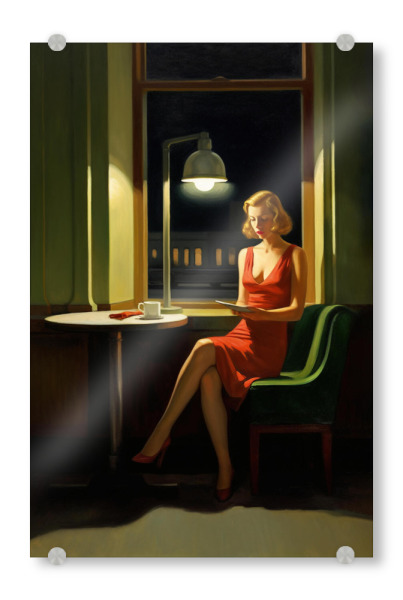 Acrylglasbild "Woman in red" artboxONE - Abstrakt,Menschen,Architektur