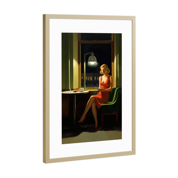 Poster mit Rahmen Gold "Woman in red" artboxONE - Abstrakt,Menschen,Architektur