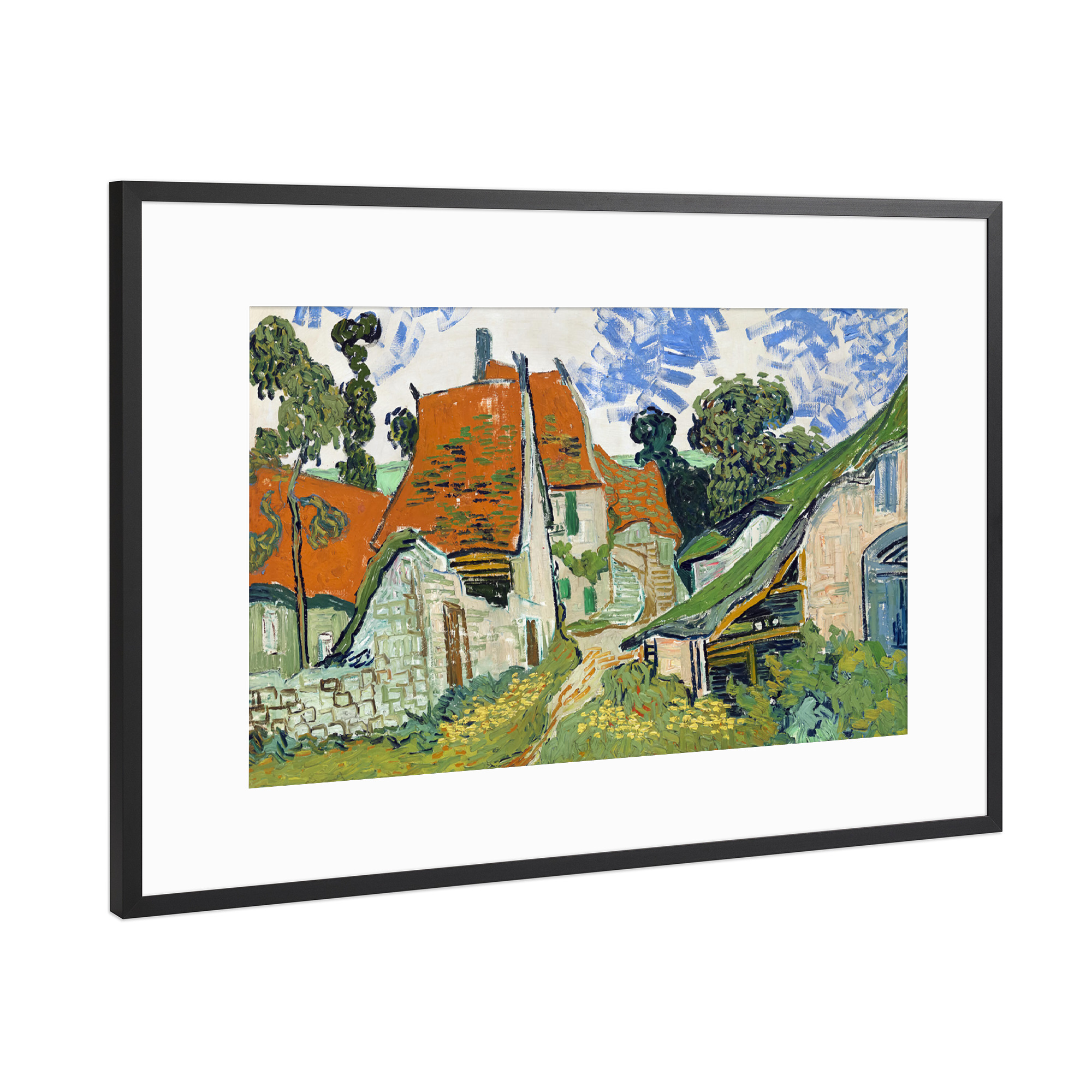 Poster mit Rahmen Schwarz (Metallic) "Straße in Auvers-sur-Oise" artboxONE - Städte,Architektur,Städte / Weitere,Für Mama,Für Papa