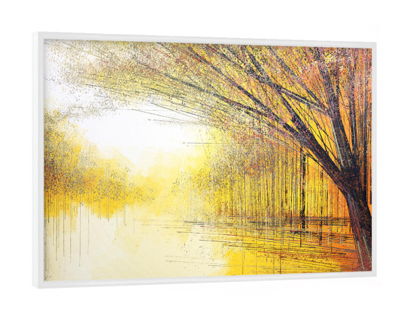 Poster mit weißem Rahmen "Bäume in goldenem Glanz" artboxONE - Natur,Abstrakt - Gold,Herbst,Bäume,Natur,Abstrakt,Wald