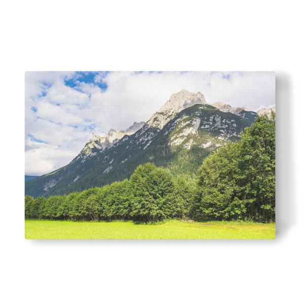 Leinwandbild "Wolken, Berge, Bäume, Wiese" artboxONE - Natur,Reise