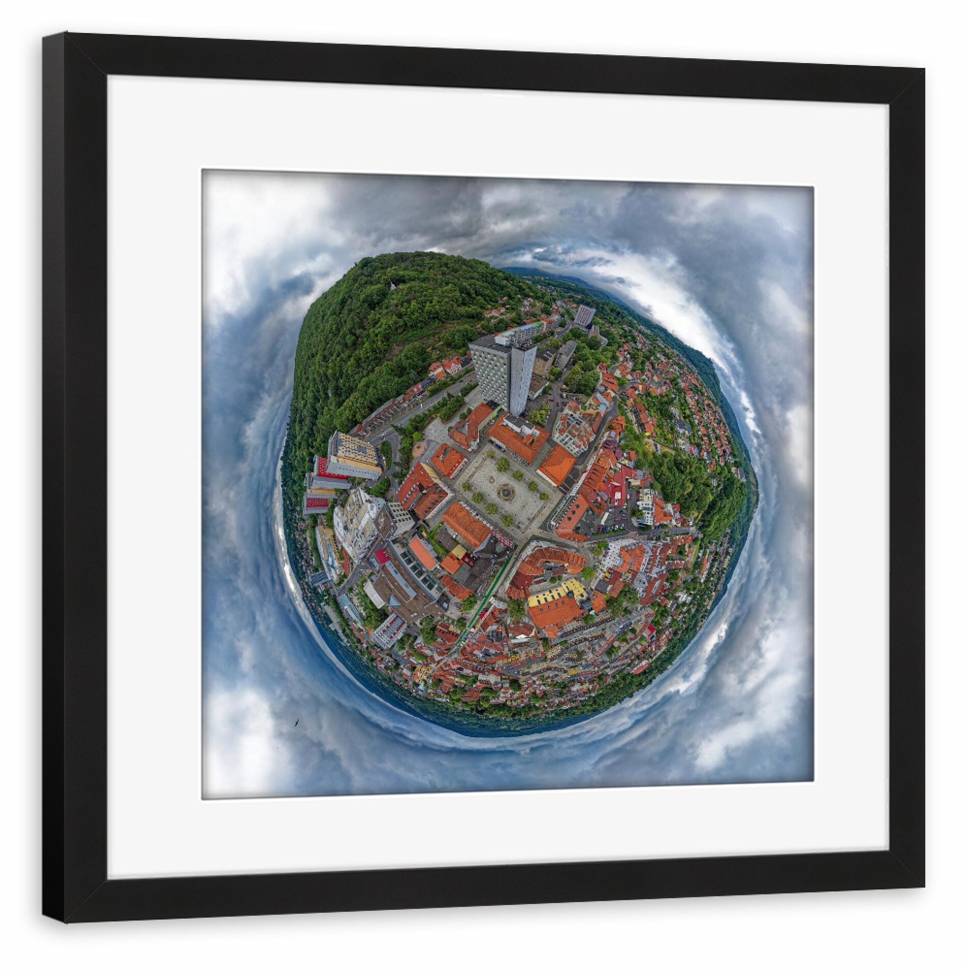 Poster mit Rahmen schwarz "Suhl/Thüringen - Marktplatz" artboxONE - Städte,Reise,Architektur,Reise / Länder,Städte / Weitere