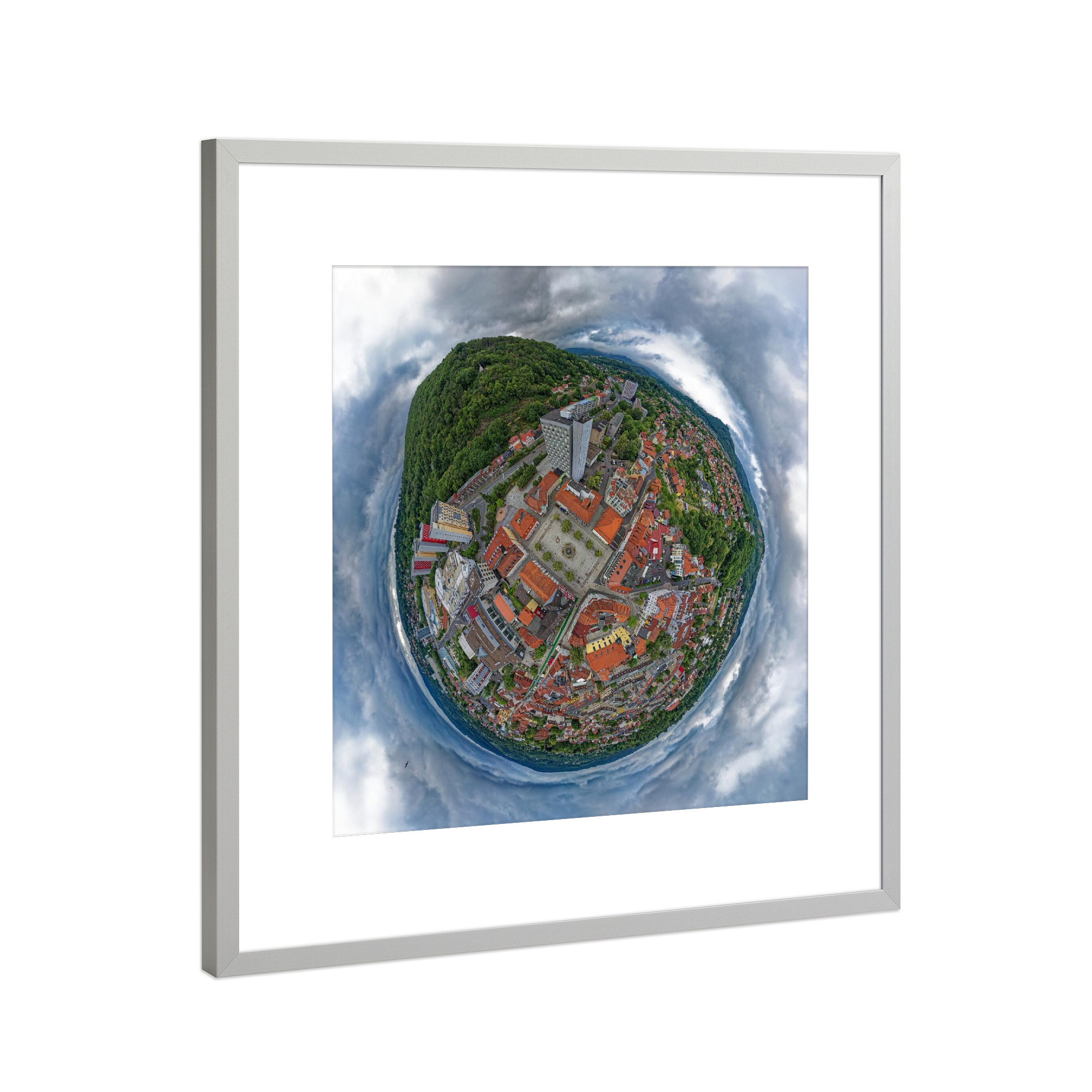 Poster mit Rahmen Silber "Suhl/Thüringen - Marktplatz" artboxONE - Städte,Reise,Architektur,Reise / Länder,Städte / Weitere