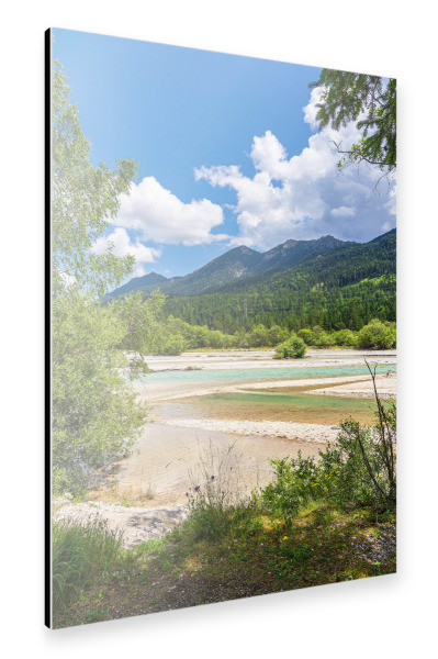 Alu-Dibond "Wolken, Fluss, Berge, Bäume" 30x20 cm artboxONE