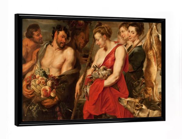 Poster mit schwarzem Rahmen "Diana präsentiert Pan den Fang" artboxONE - Menschen,Für Mama,Für Papa,Männer