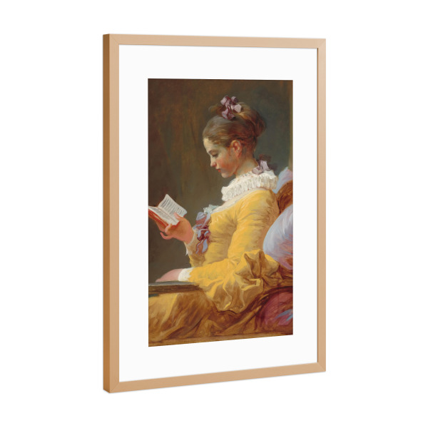 Poster mit Rahmen Kupfer "Junges Mädchen liest" artboxONE - Für Kinder,Menschen,Liebe,Für Mama,Für Papa