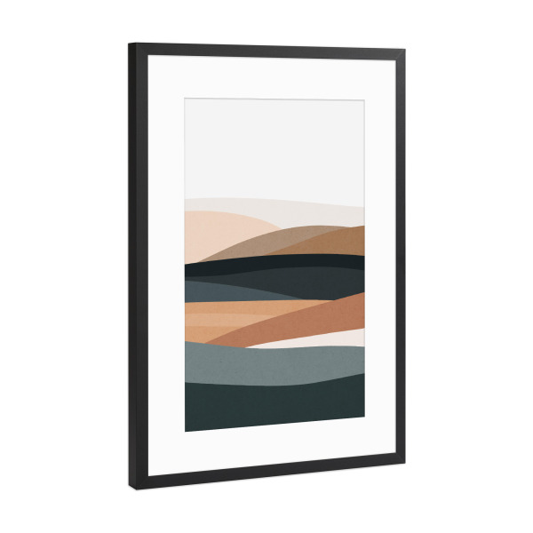 Poster mit Rahmen Schwarz (Metallic) "Watercolor landscape F" artboxONE - Natur,Abstrakt