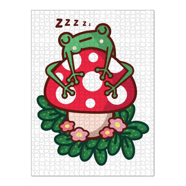 Puzzle Ravensburger "Cute Sleeping Frog on a Toadstool" artboxONE - Natur,Tiere,Lustig