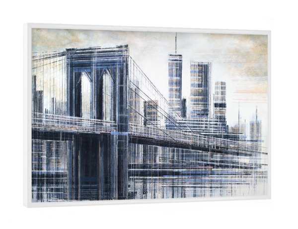 Poster mit weißem Rahmen "Manhattan Bridge - Sonnenuntergang" artboxONE - Städte,Abstrakt,Architektur,Städte / Weitere