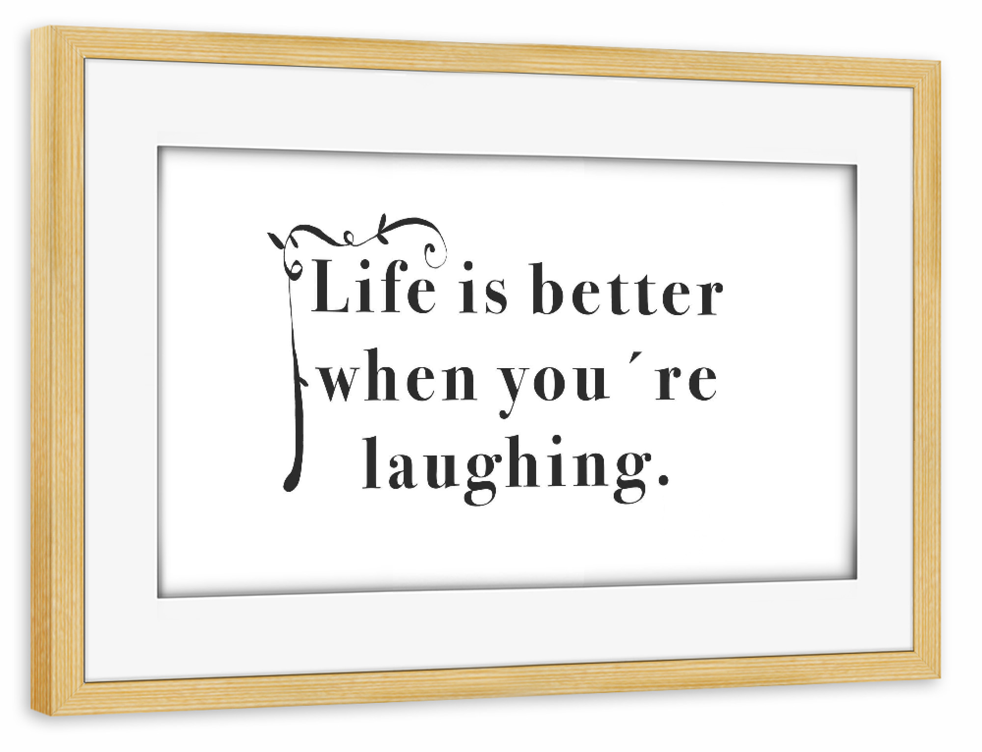 Poster mit Rahmen kiefer "Life is better" artboxONE - Typografie