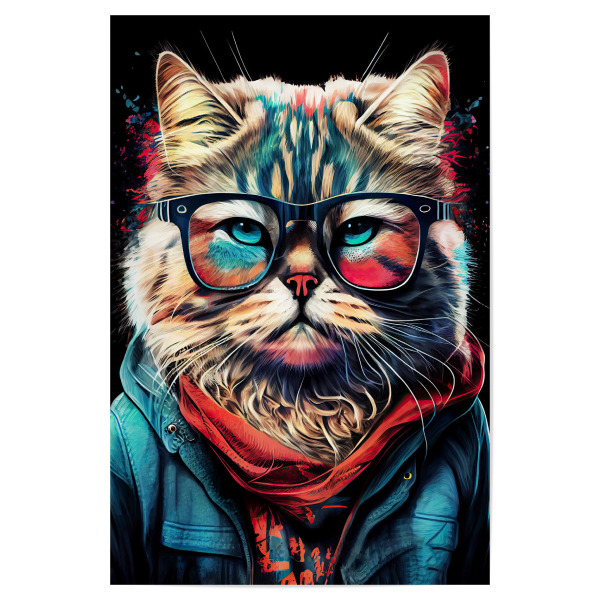 Poster "Hipster-Katzen-Indie" artboxONE - Für Kinder,Tiere - Katze,Katzen,Kätzchen,Hipster,Indie,Tiere,Haustier
