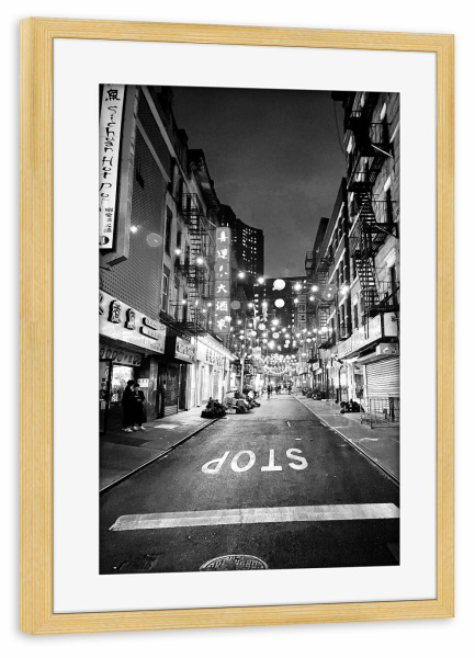 Poster mit Rahmen kiefer "New York - China Town" artboxONE - Städte / New York,Architektur