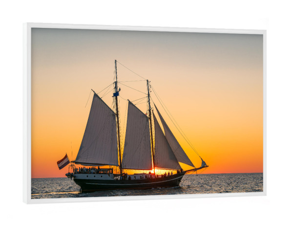 Poster mit weißem Rahmen "Windjammer, Abend, Meer" artboxONE - Natur,Reise,Reise / Strand und Meer