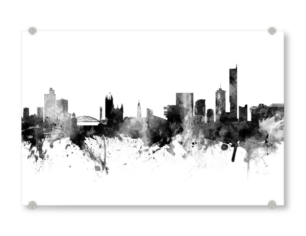 Acrylglasbild "Manchester England Skyline Schwarz" artboxONE - Städte,Schwarzweiß