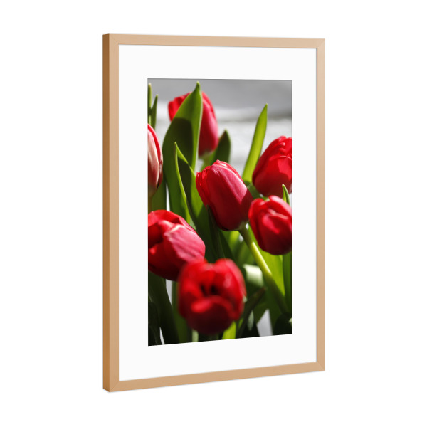 Poster mit Rahmen Kupfer "Rote Tulpen Blumen" artboxONE - Natur,Floral,Liebe,Für Mama