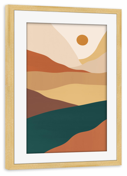 Poster mit Rahmen kiefer "Watercolor landscape H" artboxONE - Natur,Abstrakt,Geometrie