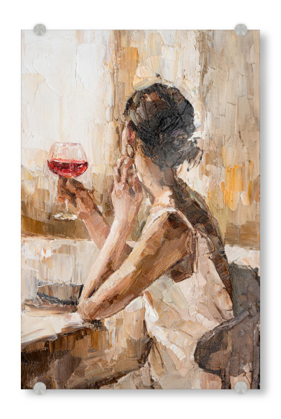 Acrylglasbild "Frau mit Weinglas" artboxONE - Menschen,Essen & Trinken / Alkohol - Frau,Wein,Weinglas,Alkohol,Trinken,Mädchen,Wino,Rotwein
