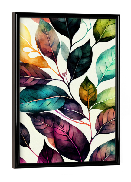 Poster mit schwarzem Rahmen "Blumenkunst B" artboxONE - Floral - Natur,Blumen,Blumen,Botanisch,Blätter,Blatt,Blumen