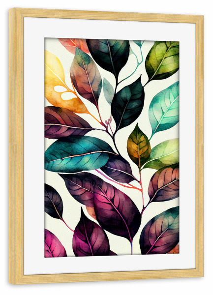 Poster mit Rahmen kiefer "Blumenkunst B" artboxONE - Floral - Natur,Blumen,Blumen,Botanisch,Blätter,Blatt,Blumen