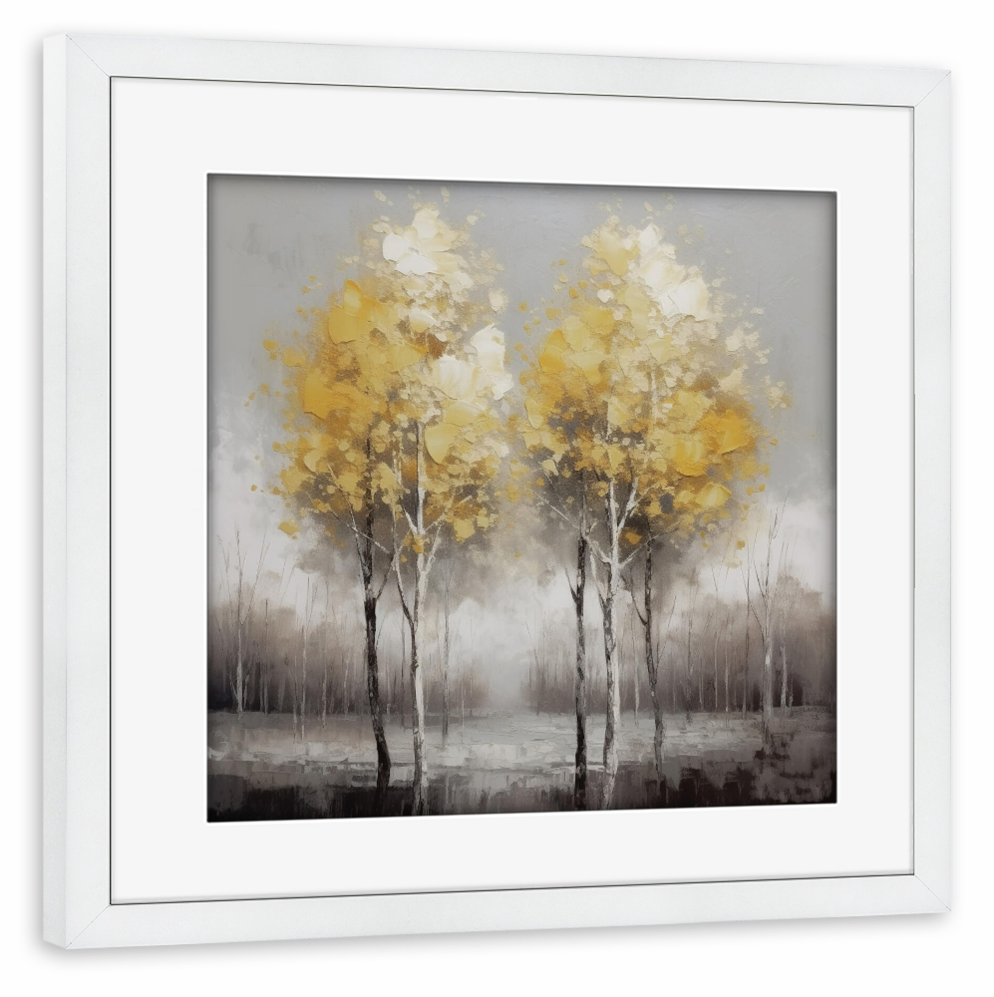 Poster mit Rahmen weiß "Verträumte Baum Landschaft" artboxONE - Natur,Floral,Abstrakt