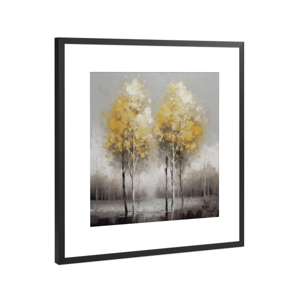 Poster mit Rahmen Schwarz (Metallic) "Verträumte Baum Landschaft" artboxONE - Natur,Floral,Abstrakt