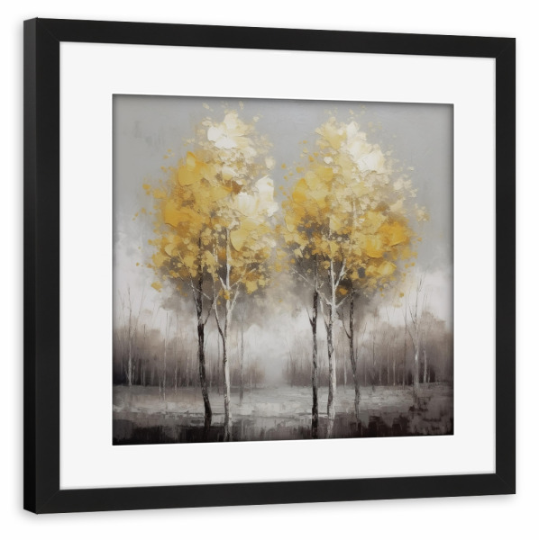 Poster mit Rahmen schwarz "Verträumte Baum Landschaft" artboxONE - Natur,Floral,Abstrakt