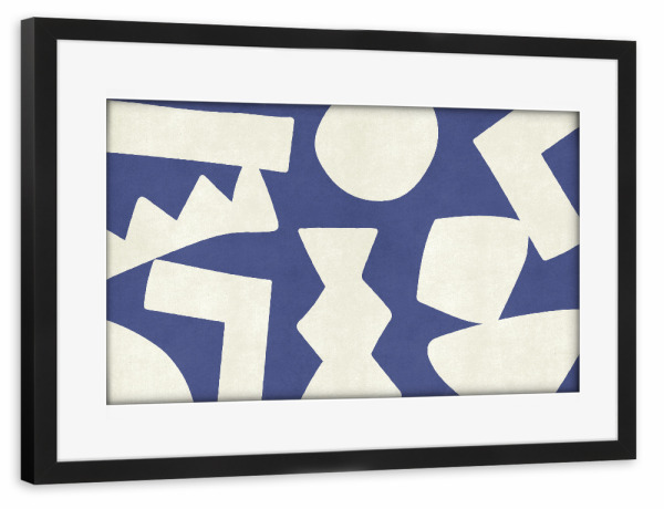 Poster mit Rahmen schwarz "Primitive Grafiken - blau" artboxONE - Abstrakt,Geometrie