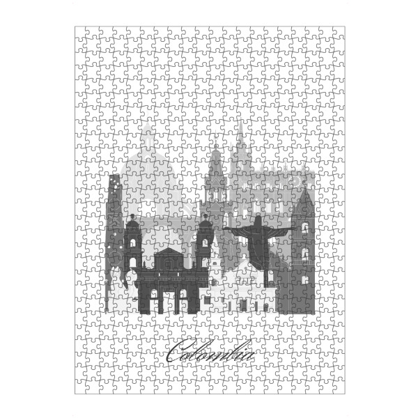 artboxONE Puzzle "Kolumbien-Skyline im sw Stil" artboxONE - Städte,Reise,Architektur,Kartografie