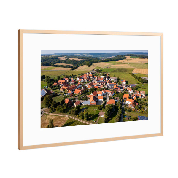 Poster mit Rahmen Kupfer "Das Dorf Archfeld auf dem Ringgau" artboxONE - Natur,Architektur