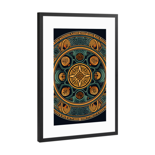 Poster mit Rahmen Schwarz (Metallic) "Mandala - Keltisch - Björn" artboxONE - Natur,Abstrakt