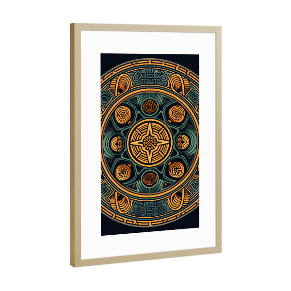 Poster mit Rahmen Gold "Mandala - Keltisch - Björn" artboxONE - Natur,Abstrakt