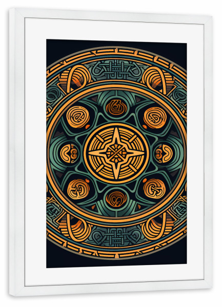 Poster mit Rahmen weiß "Mandala - Keltisch - Björn" artboxONE - Natur,Abstrakt