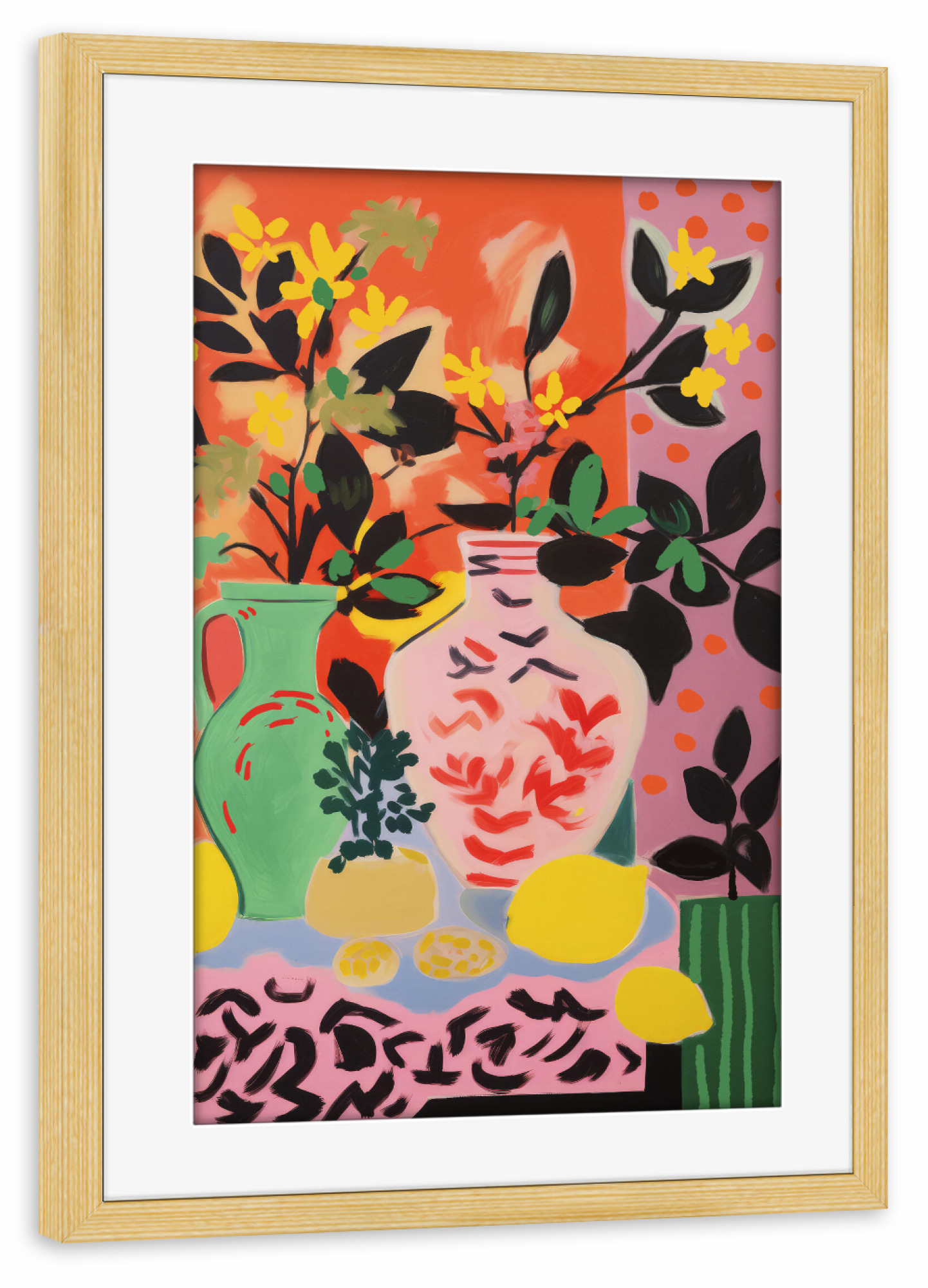 Poster mit Rahmen kiefer "Still Life With Lemons" artboxONE - Floral,Essen & Trinken,Abstrakt